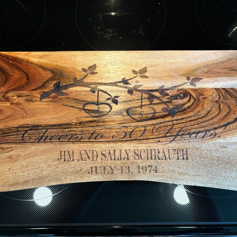 Custom engraved wood cutting board, charcuterie, wedding, anniversary gift